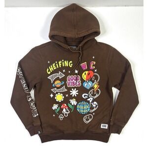 Wedding Cake Hoodie Mens Medium Wake Bake Cake Patches Brown Pullover Sweatshirt